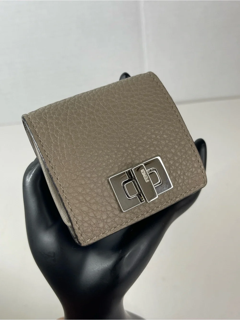 Fendi Pebbled Leather Compact Coint Wallet